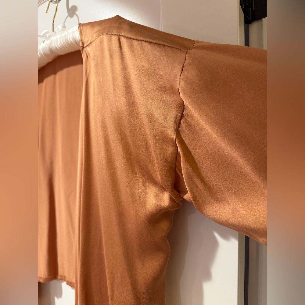 NWT MBS Wrap Top 100% Silk Charmeuse one size peach pink naturally dyed - Picture 9 of 12